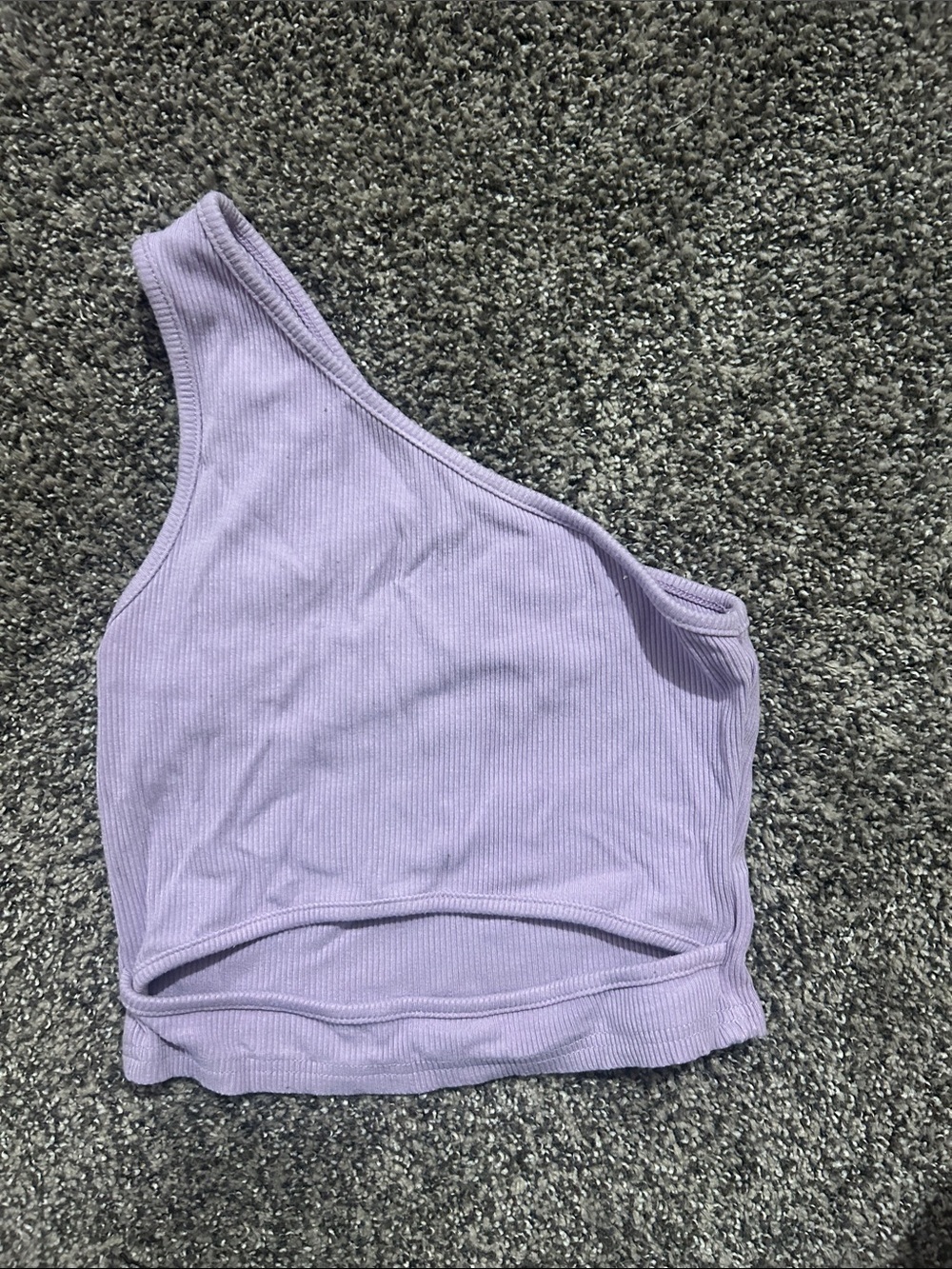 SHEIN One Shoulder Ribbed Crop Top Lilac Purple Cutout Tank Size Small